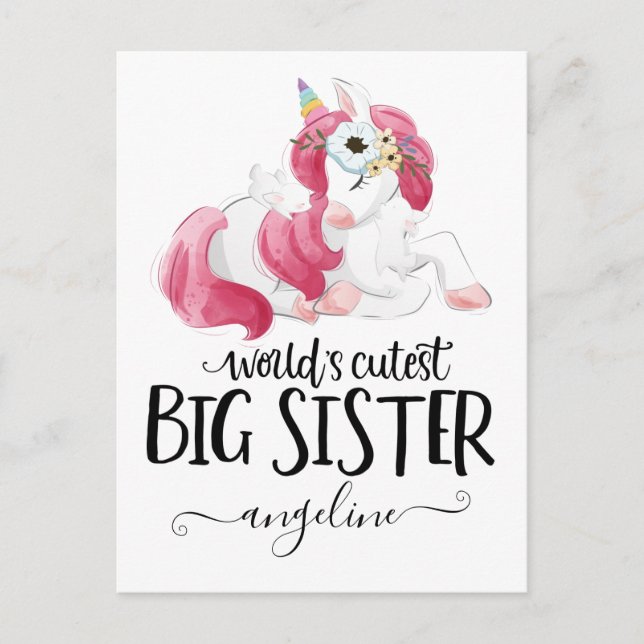 Postal Gran Hermana de Cutest Unicorn (Anverso)