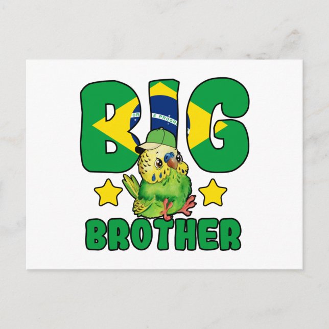 Postal Gran Hermano Brasileño - Pájaro con Bandera de Bra (Anverso)