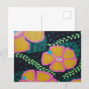 Postal Gran hibiscus amarillo en negro