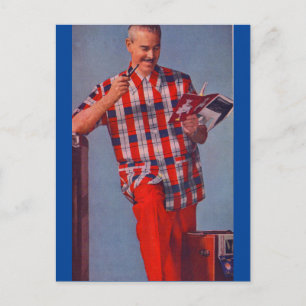 Postal gran hombre de rojo y pelado