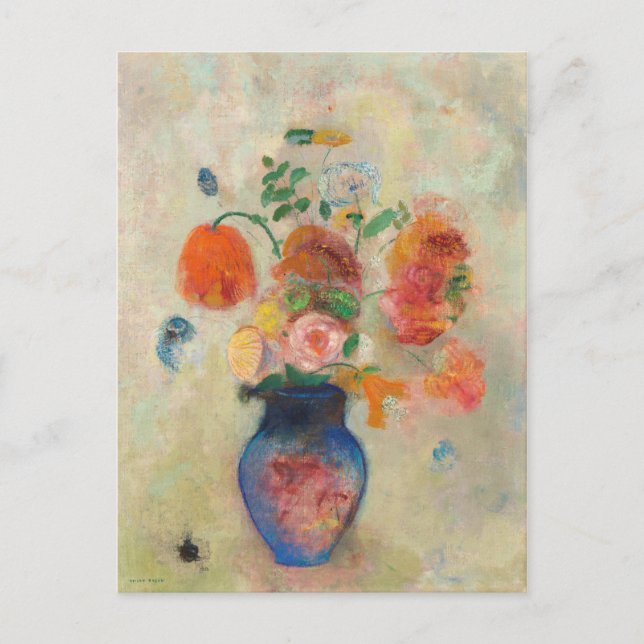 Postal Gran jarrón con flores - Odilon Redon (Anverso)
