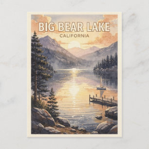 Postal Gran Lago Bear California Viaje Antiguo