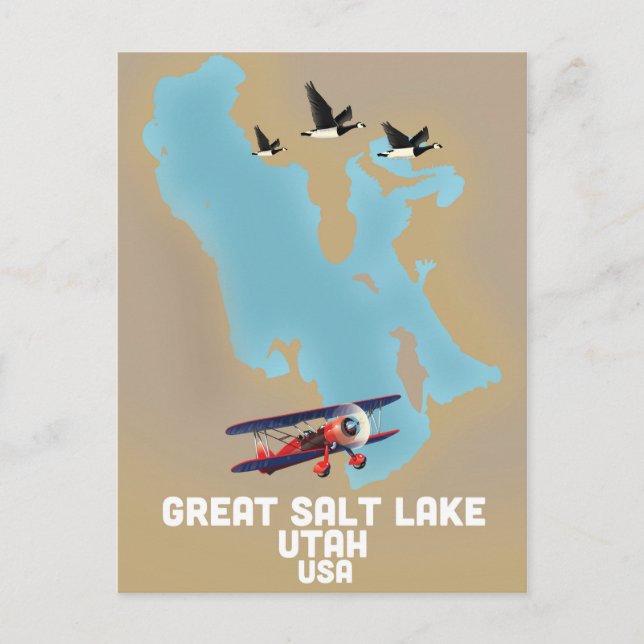 Postal Gran lago salado, afiche de viaje de Utah (Anverso)