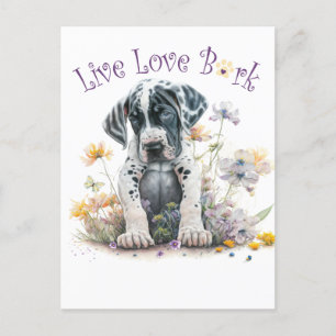 Postal Gran Madre Perro Dane Floral