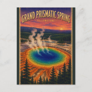 Postal Gran manantial prismático Yellowstone Viaje Vintag