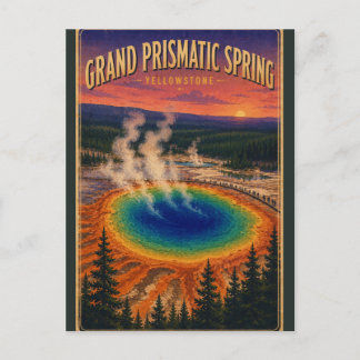 Postal Gran manantial prismático Yellowstone Viaje Vintag