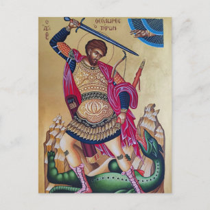 Postal Gran Mártir Teodoro de Tyro Icono Ortodoxo       