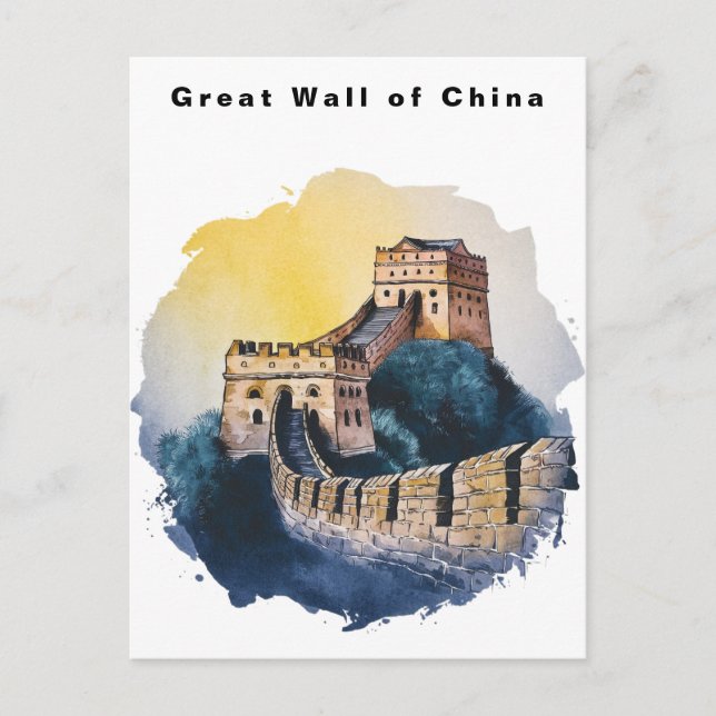 Postal Gran Muralla China Viaje Acuarela  (Anverso)