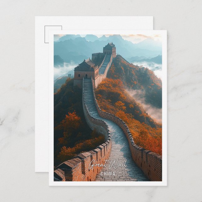 Postal Gran muralla de China hermoso lugar turístico (Anverso / Reverso)