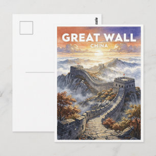 Postal Gran Muralla de China Viaje Vintage