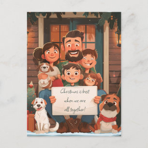 Postal Gran Navidad Familia y Mascotas