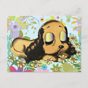 Postal gran ojo durmiendo Perro de cachorro Personalizado