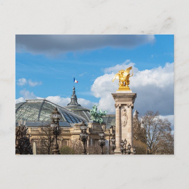 Postal Gran Palacio y puente Alexandre III - París (Anverso)