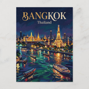 Postal Gran Palacio y río Chao Phraya Tailandia