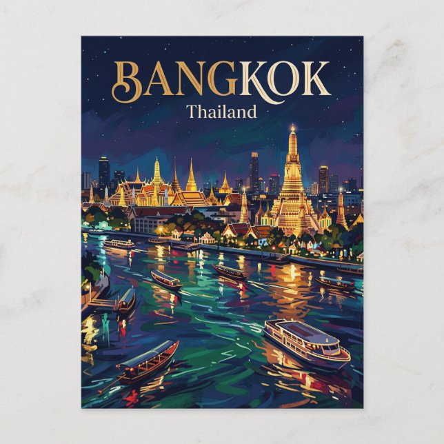 Postal Gran Palacio y río Chao Phraya Tailandia (Anverso)