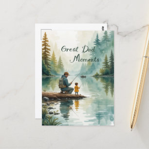 Postal Gran Papá Grandes Recuerdos Pesca en el Lago Día d
