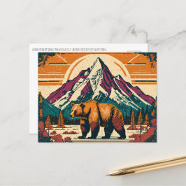 Postal Gran Parque Nacional de Teton Pintura Retro Grizzl