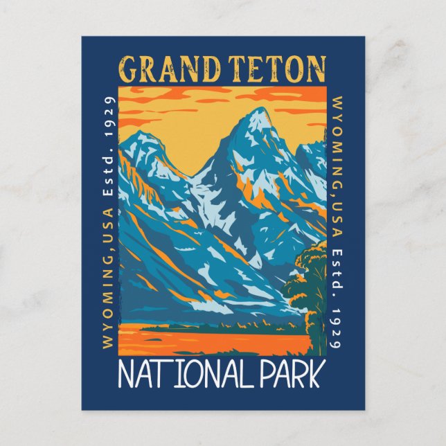 Postal Gran Parque Nacional del Tetón Wyoming Retro Moles (Anverso)