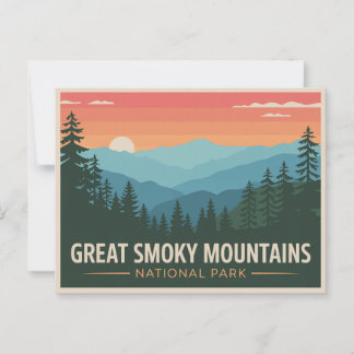 Postal Gran Parque Nacional Montañas Smoky Postcard Retro