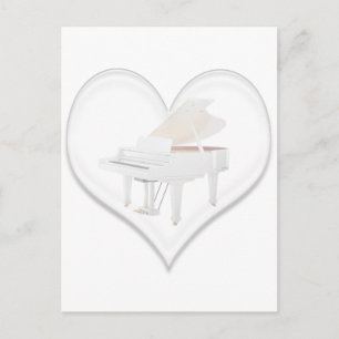 Postal Gran Piano Blanco del Corazón del Vidrio