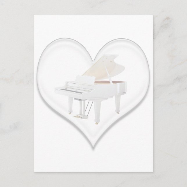 Postal Gran Piano Blanco del Corazón del Vidrio (Anverso)
