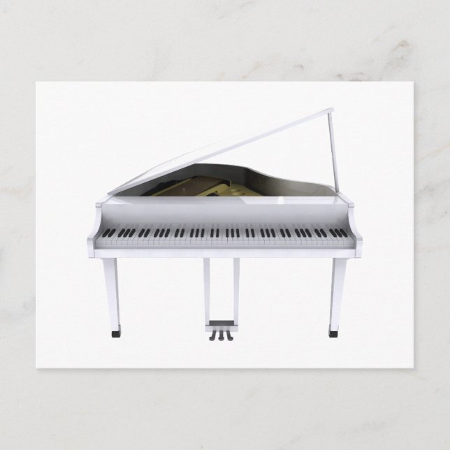 Postal Gran Piano Blanco: Modelo 3D: (Anverso)