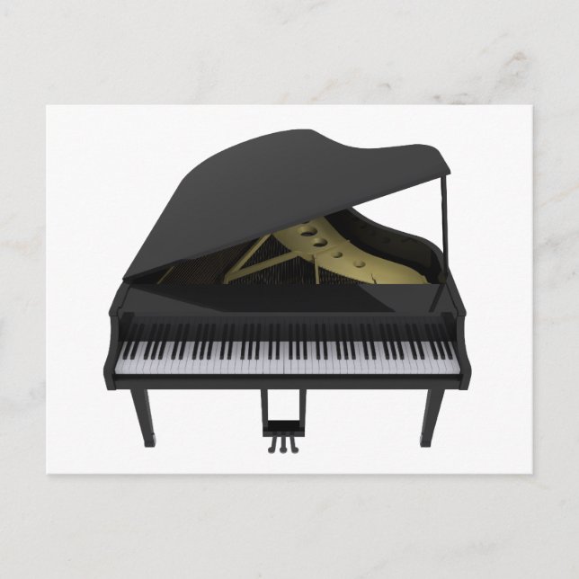 Postal Gran Piano Negro: Modelo 3D: (Anverso)