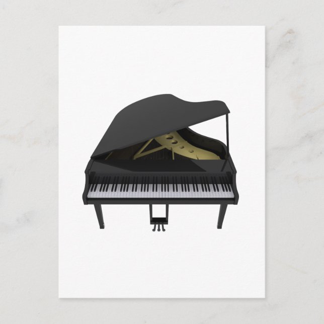 Postal Gran piano negro: Modelo 3D: (Anverso)