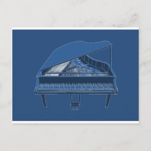 Postal Gran Piano: Pintura de huella azul: