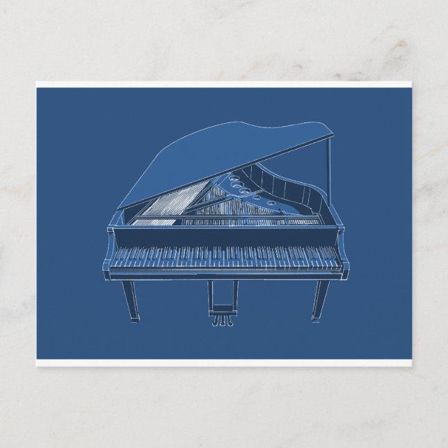 Postal Gran Piano: Pintura de huella azul: (Anverso)