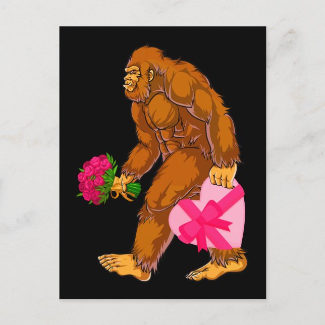 Postal Gran pie Sasquatch Funny Día de San Valentín Love (Anverso)