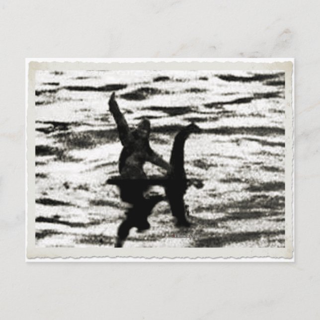 Postal Gran pie y Bessie El monstruo del lago que mira (Anverso)