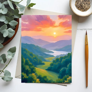 Postal Gran pintura de viaje de las Montañas Humeantes