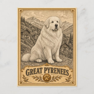 Postal Gran Pirineo, Perro Patrimonio Vintage