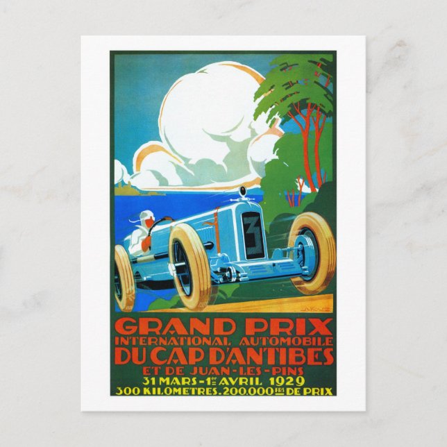 Postal Gran Premio de Francia de Carreras de los años 20 (Anverso)