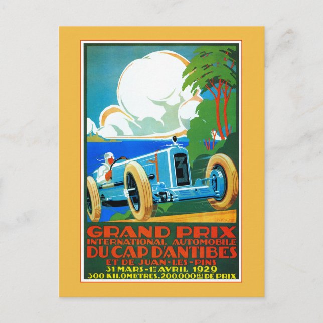 Postal Gran Premio de la Riviera Francesa de 1929 (Anverso)