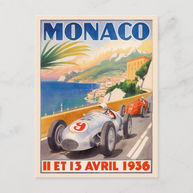 Postal Gran Premio de Mónaco de 1936 (Anverso)