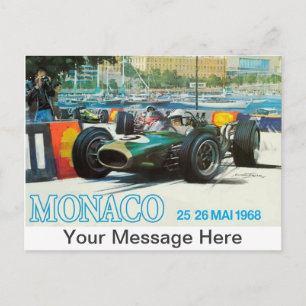 Postal Gran Premio de Mónaco de 1968 Postcard w Mensaje P
