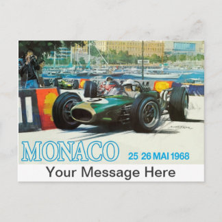 Postal Gran Premio de Mónaco de 1968 Postcard w Mensaje P
