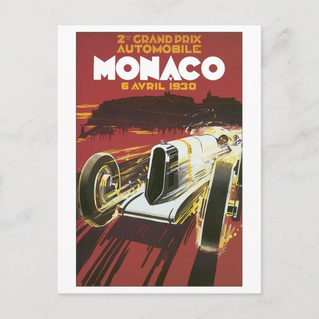 Postal Gran Premio de Mónaco de abril de 1930 (Anverso)