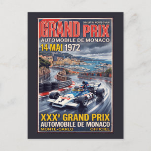 Postal Gran Premio de Mónaco de carreras retro