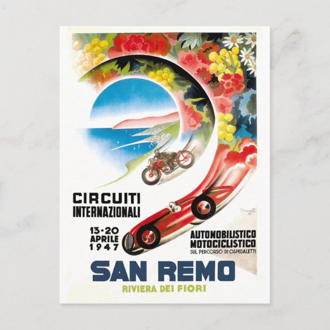 Postal Gran Premio de San Remo de 1947 Poster de Carrera (Anverso)