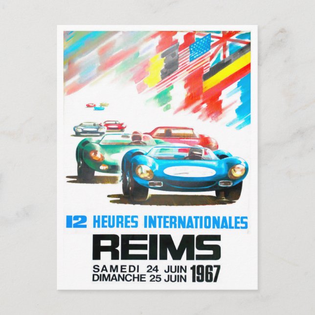 Postal Gran Premio Reims 12h de 1967 (Anverso)