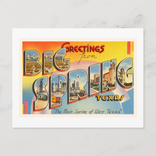 Postal Gran Primavera Texas TX Viejo recuerdo de viajes d (Anverso)
