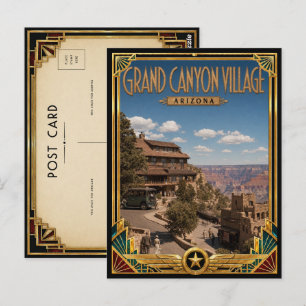 Postal Gran Pueblo Cañón Village Arizona Arte Deco Vintag
