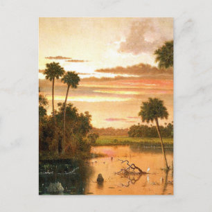 Postal Gran puesta de sol de Florida, pintura de arte fin