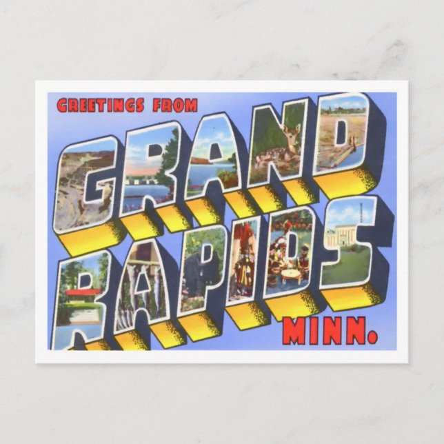 Postal Gran Rapids, letras grandes de Minnesota Vintage (Anverso)