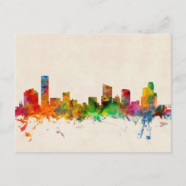 Postal Gran Rapids Michigan Skyline Cityscape (Anverso)