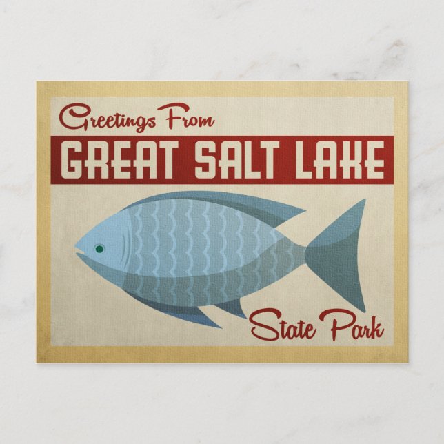 Postal Gran Salada Lake Fish Vintage Travel (Anverso)