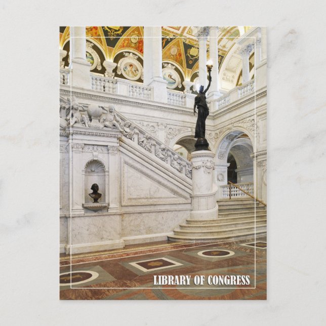 Postal Gran Salón, Biblioteca del Congreso, Washington, D (Anverso)